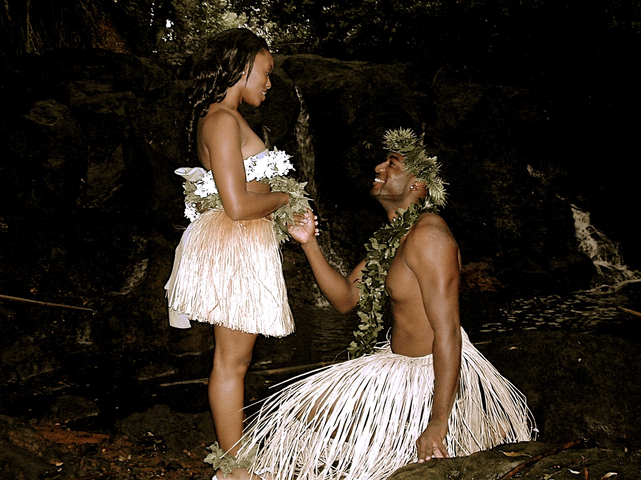 wedding proposal in the forest of Hawaii